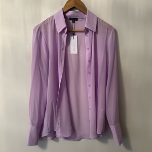 Dynamite Sheer Lilac Longsleeve Blouse - Small